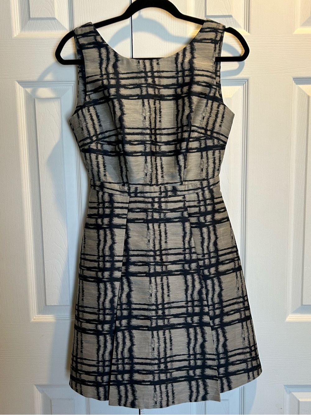 Reiss Navy and Silver Grey pattern a-line dress -